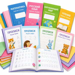 Книжная полка и рабочие тетради